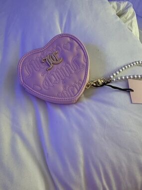 Juicy Couture Heart Shaped Quilted Coin Purse - Light Lavender